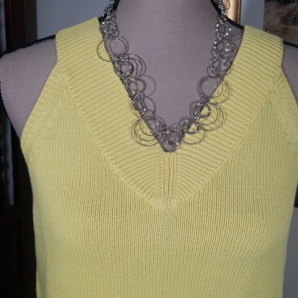 Jeanne Pierre knitted yellow V neck Vest.  Size S - Picture 3 of 9